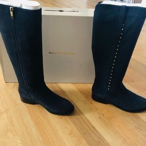Marc Fisher knee high boots with gold studs